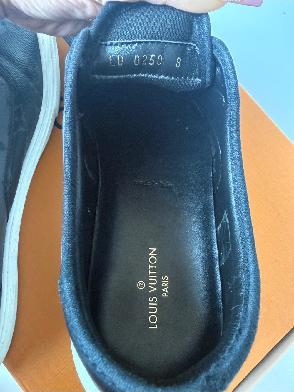 Louis Vuitton Black Monogram Leather Low-Top Sneakers with White Sole - Picture 2 of 7